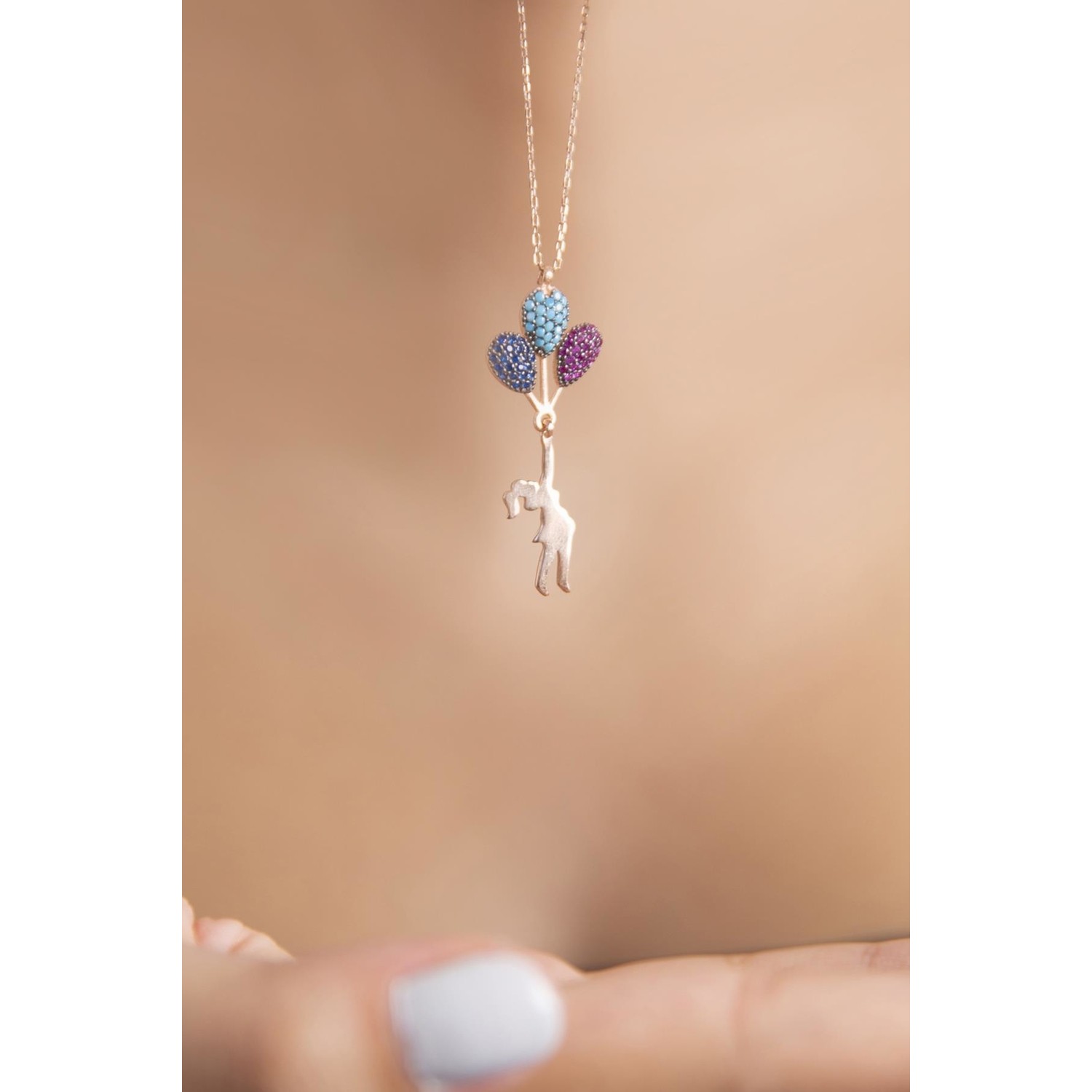 Elika Silver Uçan Balon Figürlü Rose Kaplama 925 Ayar