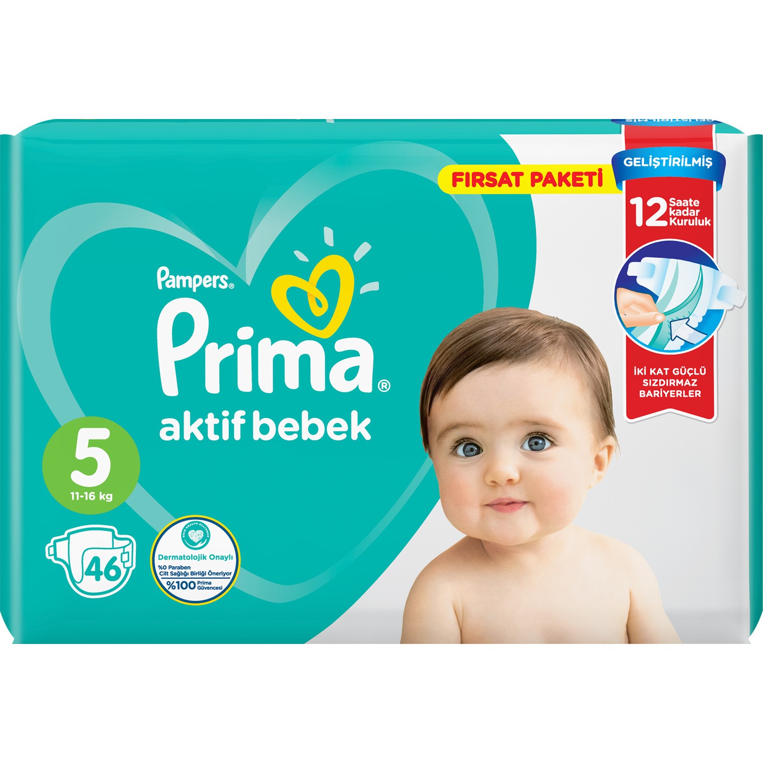 Prima Bebek Bezi Aktif Bebek 5 Beden 46 Adet Junior Fırsat