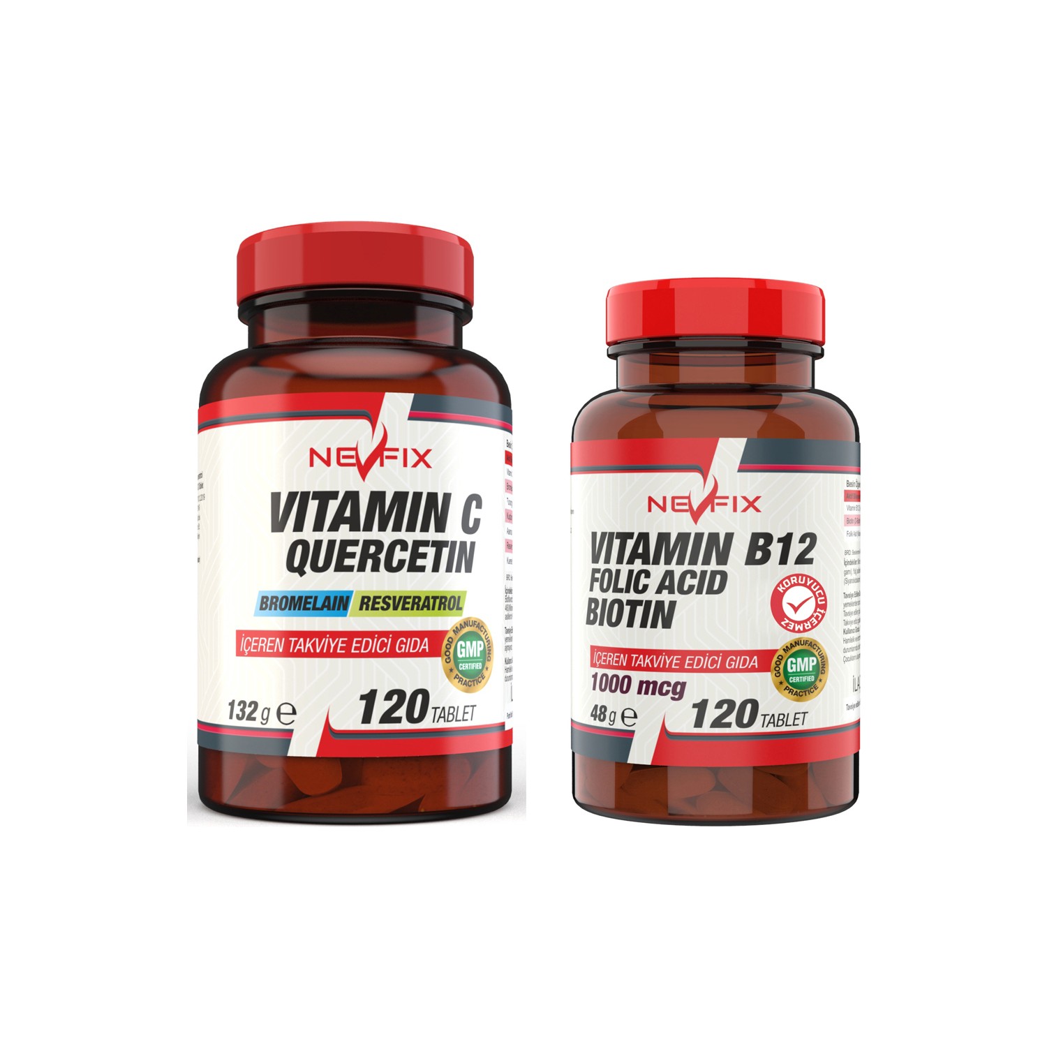 Nevfix B12 Folic Acid & Biotin 120 Tablet Vitamin C 1000 mg Fiyatı