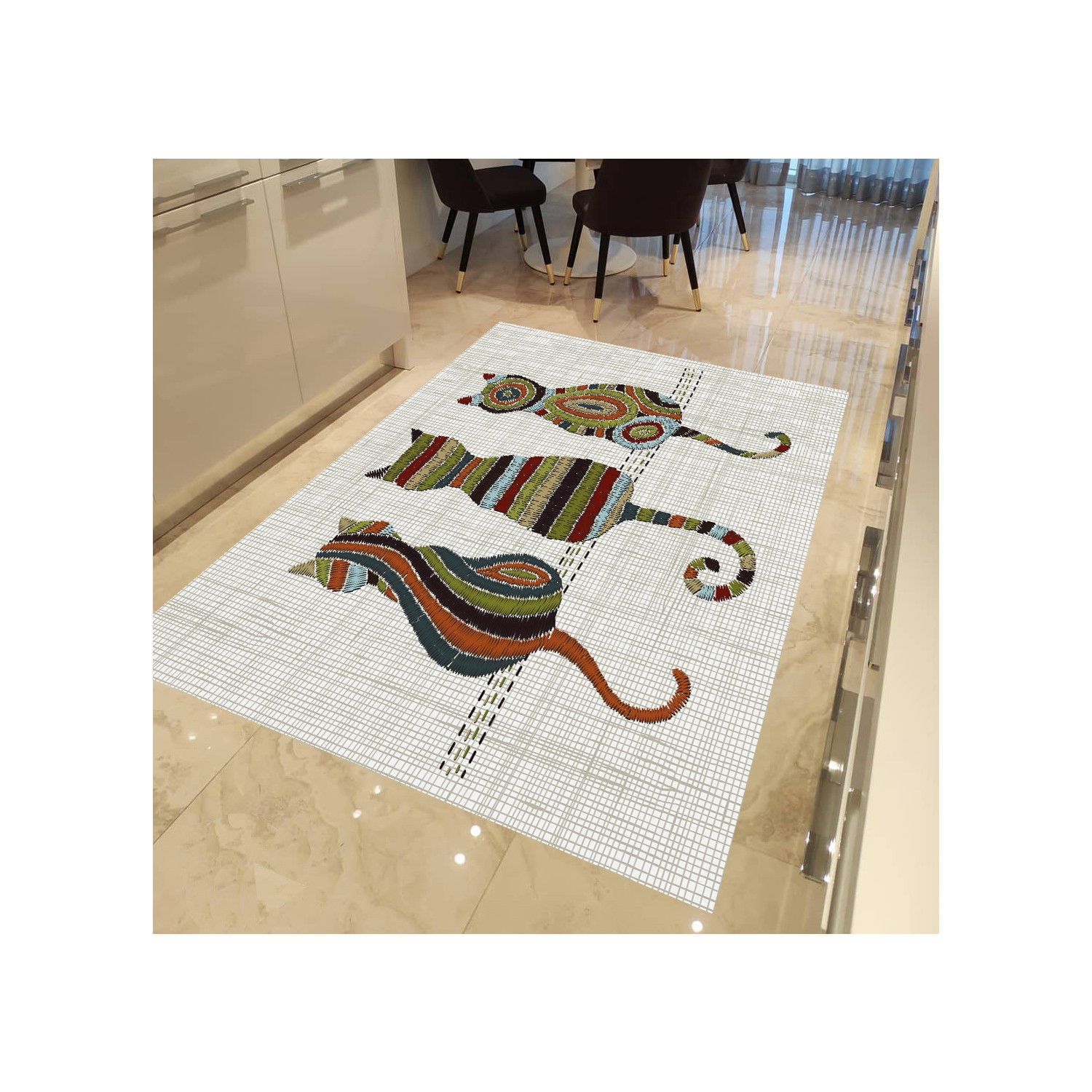 Evpanya Kanaviçe Işleme Kedi Desenli Mutfak Halısı 80 x 150 Fiyatı