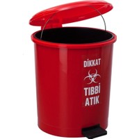 Safell Tıbbi Atık Çöp Kovası Pedallı 30 Litre - Kırmızı Tıbbi Atık Kovası Çift Kovalı - Isıya Dayanıklı