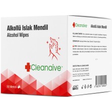 Cleanaive Alkollü Islak Mendil - (50 Mendil)