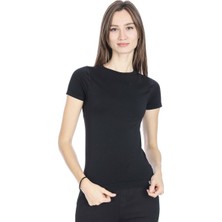 Sportive Seamduz Kadın Siyah Koşu Tişört 710744-SYH