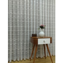 Esse Home Enine Çizgili Etek Ucu Desenli Tül Perde 100 x 260 Seyrek Pile 1/2
