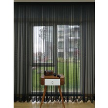 Esse Home Siyah Düz Tül Perde Etek Katlamalı 100 x 250 Seyrek Pile 1/2