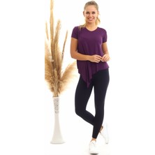 Miss Lusi 20060632 Viskon V Yaka Asimetrik Kısa Kol Bluz Murdum