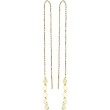 14 Ayar Altın Pullu Sallantılı Küpe