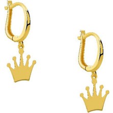 14 Ayar Altın Taç Figürlü Sallantılı Küpe