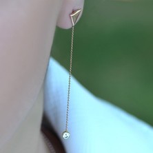 Engingold 14 Ayar Altın Sallantılı Tektaş Küpe