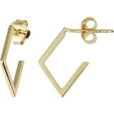 14 Ayar Sade Altın Geometrik Küpe