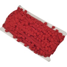 Kumaş Fırsatı Sıralı Ponpon Açık Kırmızı