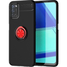 Case Street Oppo A92 Kılıf Ravel Silikon Yüzüklü Mıknatıslı + Nano Glass Bordo