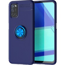 Case Street Oppo A92 Kılıf Ravel Silikon Yüzüklü Mıknatıslı + Nano Glass Lacivert