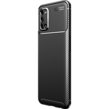 Case Street Oppo A92 Kılıf Negro Karbon Dizayn Silikon + Nano Glass Siyah