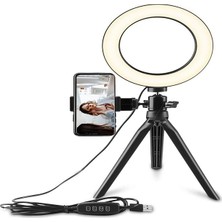 Saywin Masaüstü Youtuber 360° LED Mini Tripod Makyaj Selfie Işığı 8" Halka