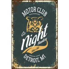 Hayat Poster Gece Binicisi Motor Retro Vintge Ahşap Poster