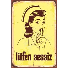 Hayat Poster Sus Yapan Hemşire Retro Vintage Ahşap Poster