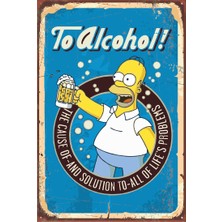 Hayat Poster The Simpsons Bira Retro Vintage Ahşap Poster
