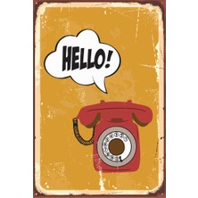 Hayat Poster Merhaba Retro Vintage Ahşap Poster