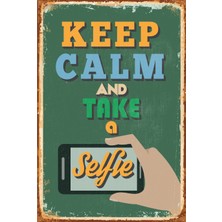 Hayat Poster Keep Calm Selfie Retro Vintage Ahşap Poster