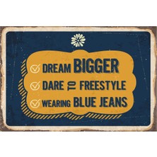 Hayat Poster Blue Jeans Retro Vintage Ahşap Poster