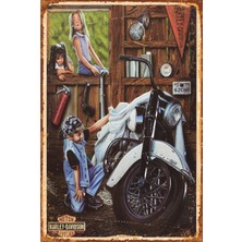 Hayat Poster Klasik Harley Davidson Motor Retro Vintage Ahşap Poster