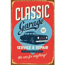 Hayat Poster Klasik Araba Garajı Retro Vintage Ahşap Poster
