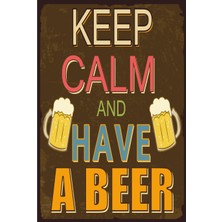 Hayat Poster Keep Calm And Have A Beer Retro Vintage Ahşap Poster