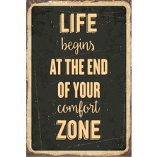 Hayat Poster Konforu Bırak Hayata Bak Retro Vintage Ahşap Poster