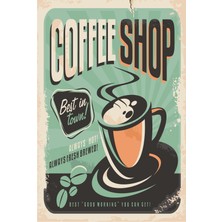 Hayat Poster Coffee Shop Retro Vintage Ahşap Poster