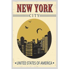 Hayat Poster Amerika New Yok Retro Vintage Ahşap Poster