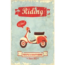 Hayat Poster Motora Binmek Eğlencelidir Retro Vintage Ahşap Poster