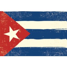 Hayat Poster Küba Bayrağı Retro Vintage Ahşap Poster