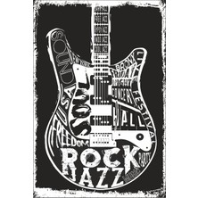Hayat Poster Gitar Retro Vintage Ahşap Poster