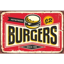 Hayat Poster Hamburger Retro Vintage Ahşap Poster