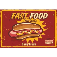 Hayat Poster Fast Food Retro Vintage Ahşap Poster