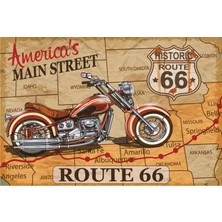Hayat Poster Amerikan Route 66 Klasik Motor Retro Vintage Ahşap Poster