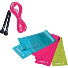 Delta 150 x 15 cm 3 'lü Pilates Bandı Lastiği Atlama İpi 4'lü Set