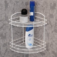 Tekno-tel 2 Katlı Banyo Duş Köşe Rafı Beyaz Bk032