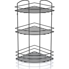 Tekno-tel 3 Katlı Banyo Duş Köşe Rafı Siyah Bk033