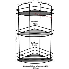 Tekno-tel 3 Katlı Banyo Duş Köşe Rafı Siyah Bk033