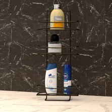 Tekno-tel Üç Katlı Banyo Duş Rafı Mat Siyah Bk006