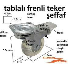 Yıldırım Frenli Silikon Tekerlek 4 Adet 5Cm Şeffaf Teker Sehpa Tekeri