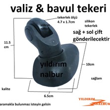 Yıldırım Valiz Tekeri Sağ Sol Çift Oval Teker Bavul Tekeri Dik Teker Silikon