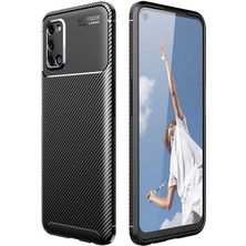 Tekno Grup Oppo A52 Kılıf Karbon Desenli Lux Negro Silikon Siyah + Cam Ekran Koruyucu