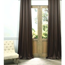 Evdepo Home Hazır Karartma Blackout Pilesiz Fon Perde Toprak   80 x 260 cm