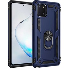 Case 4U Samsung Galaxy Note 10 Lite Uyumlu Kılıf Çift Katmanlı Yüzüklü Manyetik Vega Kapak Lacivert