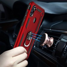 Case 4U Samsung Galaxy M11 Kılıf Çift Katmanlı Yüzüklü Manyetik Vega Kapak Kırmızı