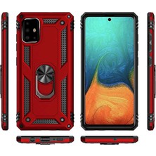 Case 4U Samsung Galaxy A71 Uyumlu Kılıf Çift Katmanlı Yüzüklü Manyetik Vega Kapak Siyah