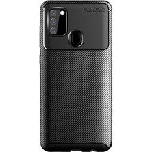 Case 4U A21S Uyumlu Kılıf Rugged Armor Karbon Desenli Lüx Negro Silikon Arka Kapak Lacivert